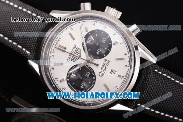 Tag Heuer Carrera Calibre 18 Chronograph Miyota Quartz Steel Case with White Dial and Silver Stick Markers - Click Image to Close